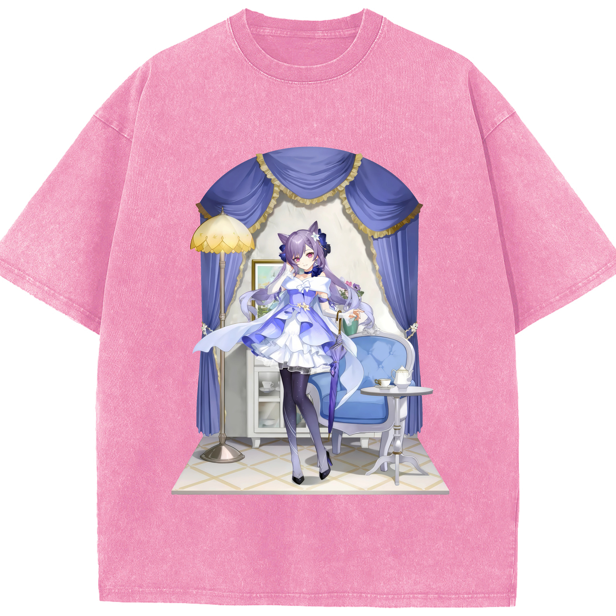 げんし神 刻晴 こくせい genshin Kokusei 綿100% ヴィンテージ風 半袖Tシャツ（フロントプリント）
